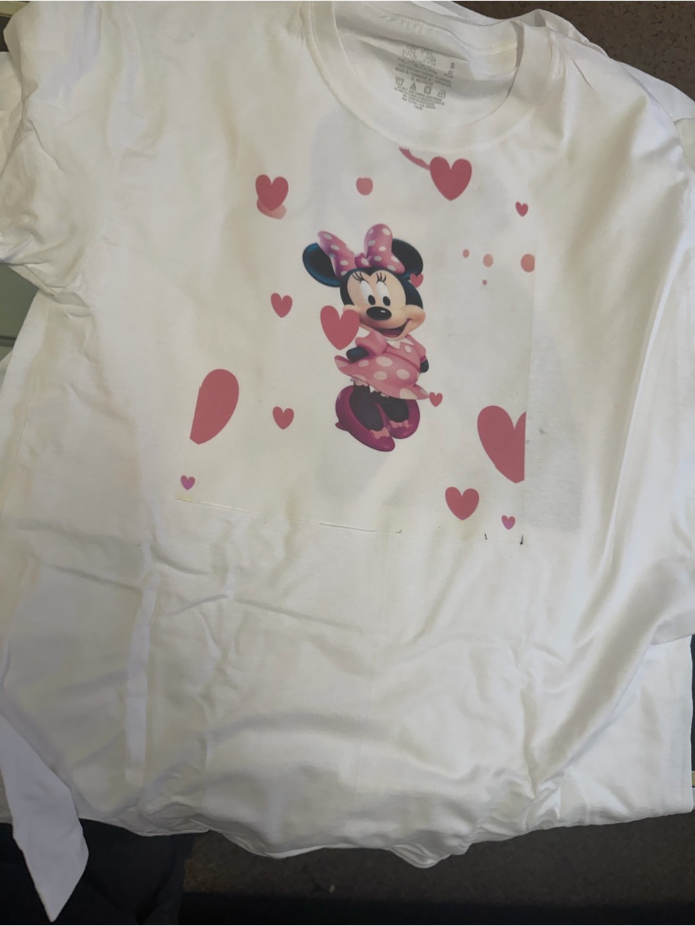 Kids White Short-Sleeve Tee with Pink Minnie Graphic